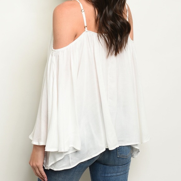 ☀️WHITE OVERSIZED BOHO BELL SLEEVES TOP - Picture 4 of 7